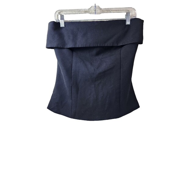 Babaton Aritzia Size 10 Black Off Strapless Corset Top Bustier Peplum Cropped - Picture 1 of 8